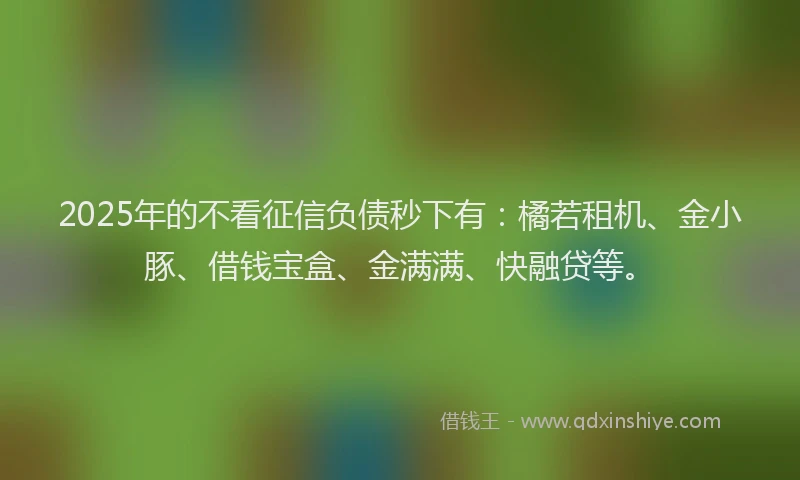 2025年的不看征信负债秒下有：橘若租机、金小豚、借钱宝盒、金满满、快融贷等。