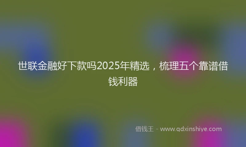 世联金融好下款吗2025年精选，梳理五个靠谱借钱利器