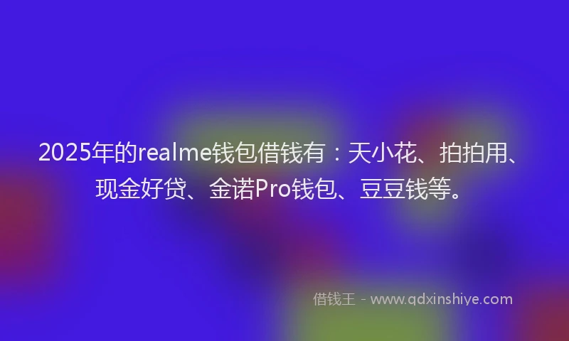 2025年的realme钱包借钱有:天小花、拍拍用、现金好贷、金诺Pro钱包、豆豆钱等。