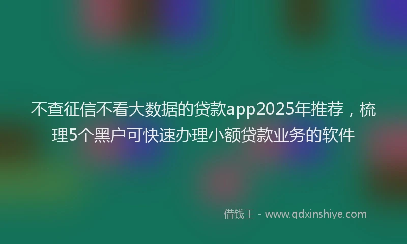 不查征信不看大数据的贷款app2025年推荐，梳理5个黑户可快速办理小额贷款业务的软件