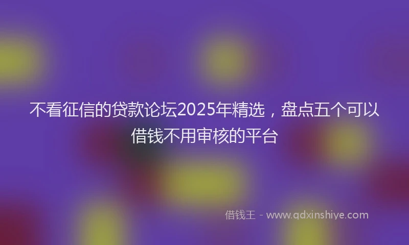 不看征信的贷款论坛2025年精选，盘点五个可以借钱不用审核的平台