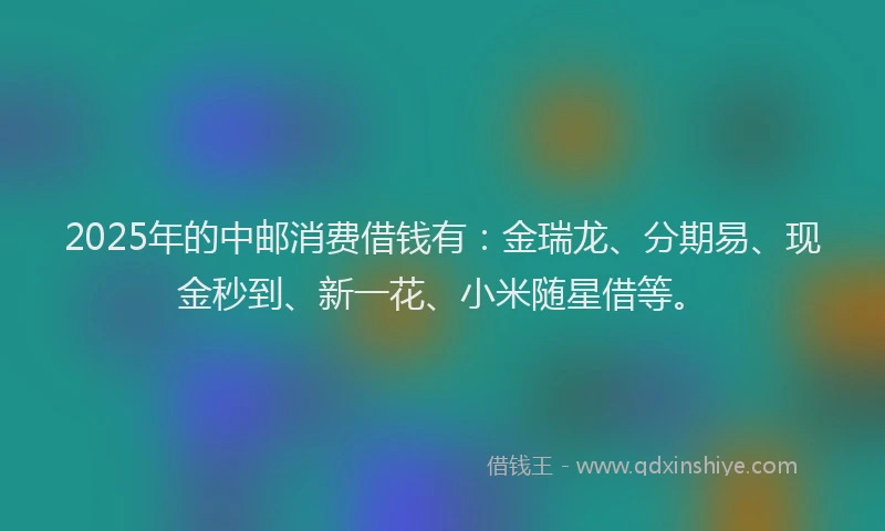 2025年的中邮消费借钱有：金瑞龙、分期易、现金秒到、新一花、小米随星借等。
