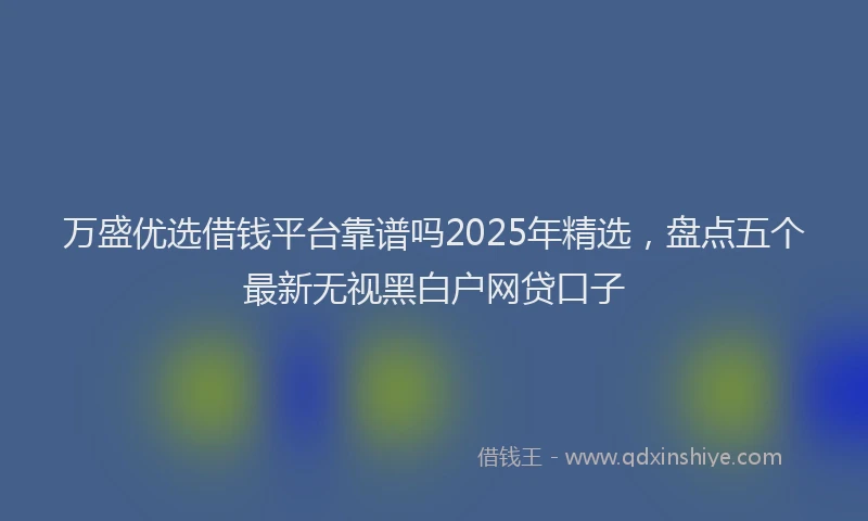 万盛优选借钱平台靠谱吗2025年精选，盘点五个最新无视黑白户网贷口子