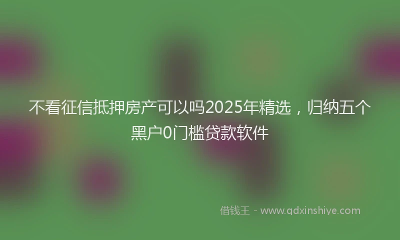 不看征信抵押房产可以吗2025年精选，归纳五个黑户0门槛贷款软件