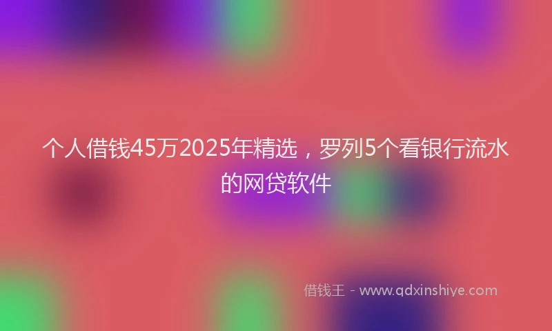 个人借钱45万2025年精选，罗列5个看银行流水的网贷软件