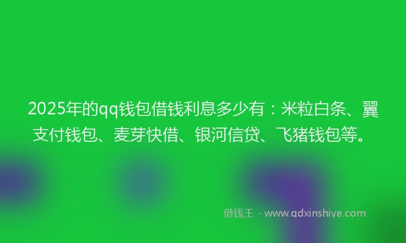 2025年的qq钱包借钱利息多少有:米粒白条、翼支付钱包、麦芽快借、银河信贷、飞猪钱包等。