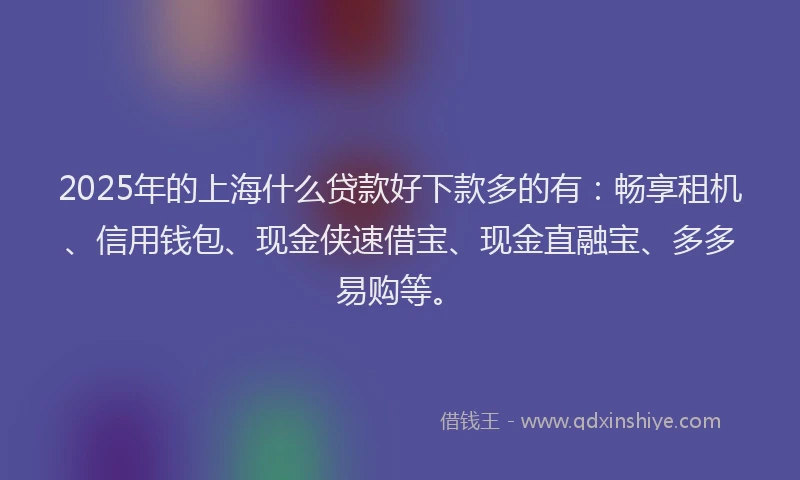 2025年的上海什么贷款好下款多的有：畅享租机、信用钱包、现金侠速借宝、现金直融宝、多多易购等。