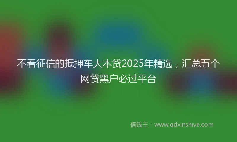 不看征信的抵押车大本贷2025年精选，汇总五个网贷黑户必过平台