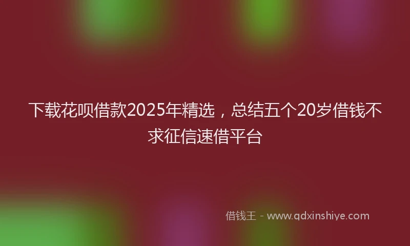 下载花呗借款2025年精选，总结五个20岁借钱不求征信速借平台