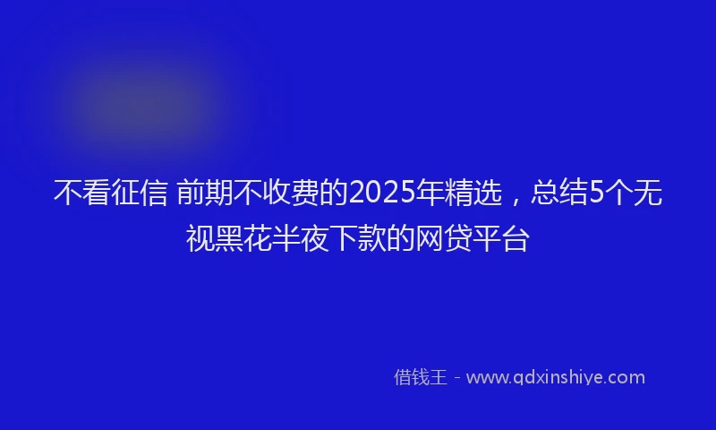 不看征信 前期不收费的2025年精选，总结5个无视黑花半夜下款的网贷平台
