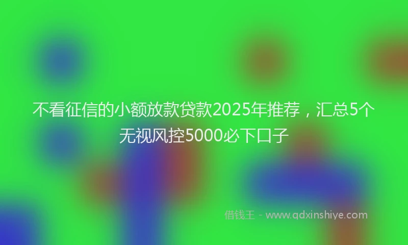 不看征信的小额放款贷款2025年推荐，汇总5个无视风控5000必下口子