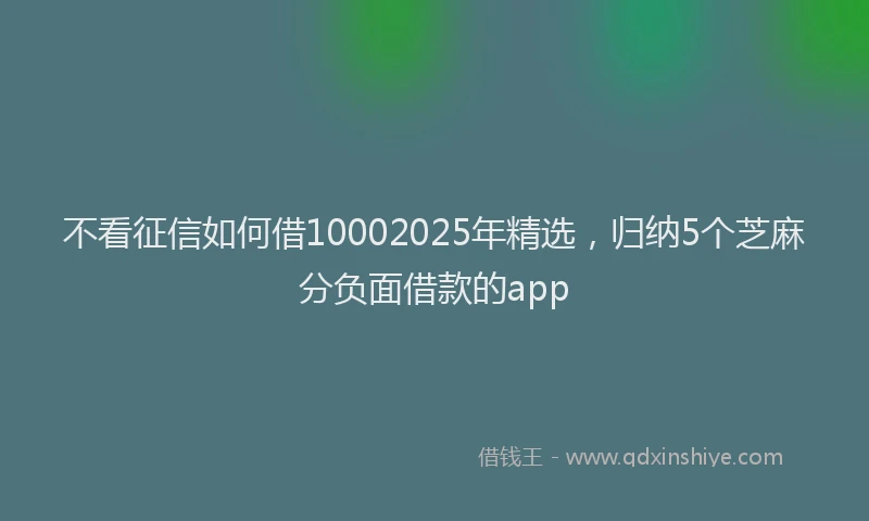不看征信如何借10002025年精选，归纳5个芝麻分负面借款的app