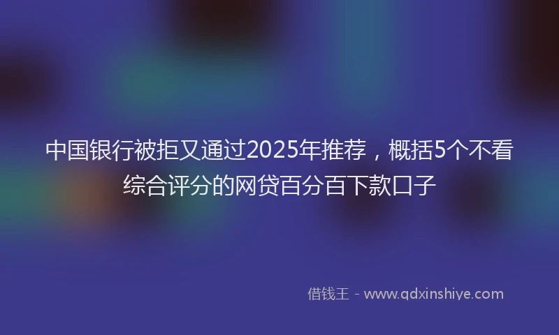 中国银行被拒又通过2025年推荐，概括5个不看综合评分的网贷百分百下款口子