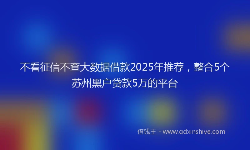 不看征信不查大数据借款2025年推荐，整合5个苏州黑户贷款5万的平台