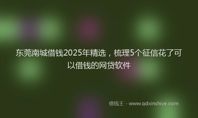东莞南城借钱2025年精选，梳理5个征信花了可以借钱的网贷软件