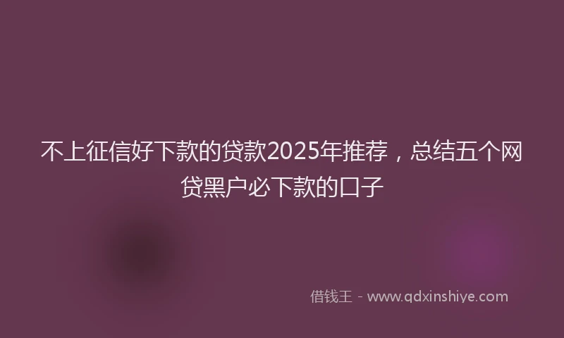 不上征信好下款的贷款2025年推荐，总结五个网贷黑户必下款的口子