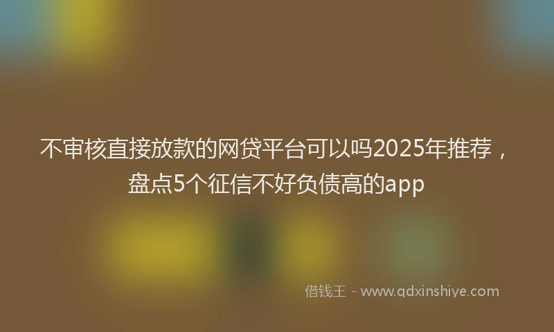 不审核直接放款的网贷平台可以吗2025年推荐，盘点5个征信不好负债高的app