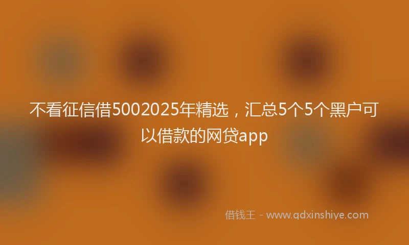 不看征信借5002025年精选，汇总5个5个黑户可以借款的网贷app