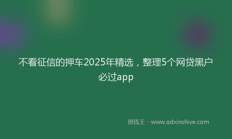 不看征信的押车2025年精选，整理5个网贷黑户必过app