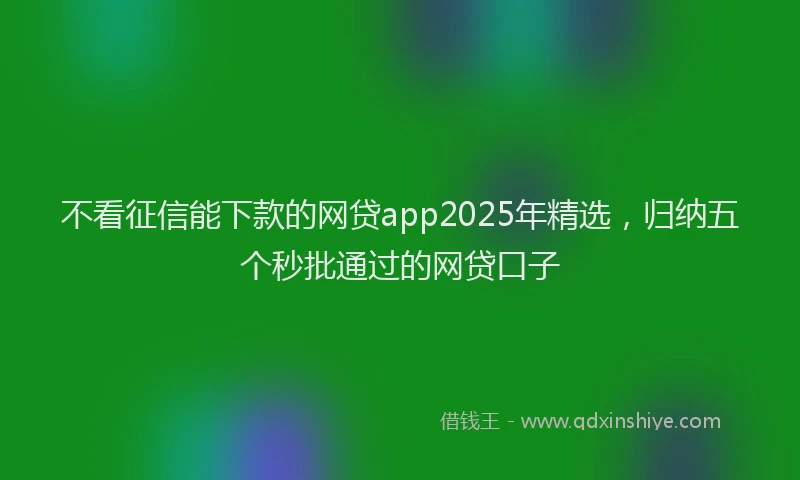 不看征信能下款的网贷app2025年精选,归纳五个秒批通过的网贷口子