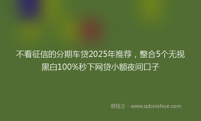 不看征信的分期车贷2025年推荐，整合5个无视黑白100%秒下网贷小额夜间口子