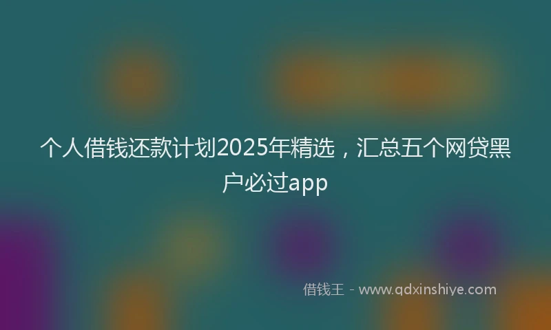 个人借钱还款计划2025年精选，汇总五个网贷黑户必过app
