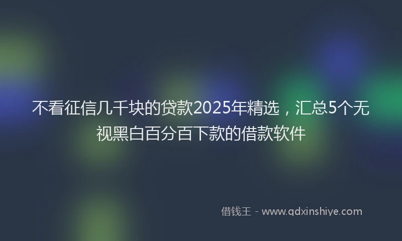不看征信几千块的贷款2025年精选，汇总5个无视黑白百分百下款的借款软件