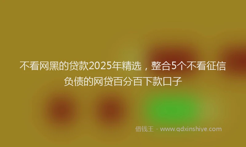 不看网黑的贷款2025年精选，整合5个不看征信负债的网贷百分百下款口子