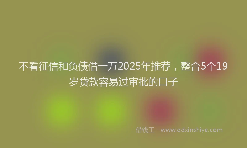 不看征信和负债借一万2025年推荐，整合5个19岁贷款容易过审批的口子