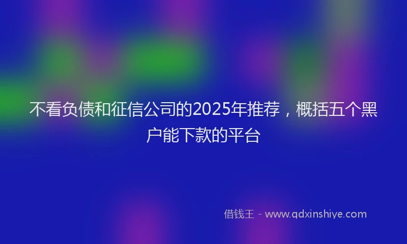 不看负债和征信公司的2025年推荐，概括五个黑户能下款的平台