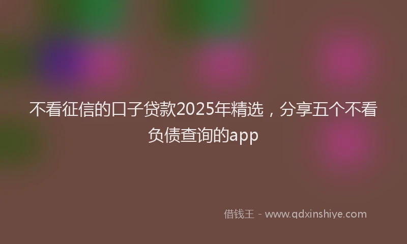不看征信的口子贷款2025年精选，分享五个不看负债查询的app
