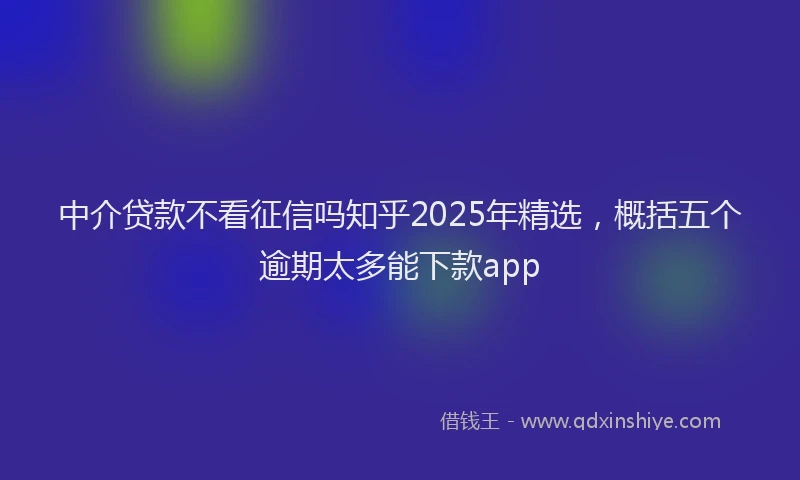 中介贷款不看征信吗知乎2025年精选,概括五个逾期太多能下款app