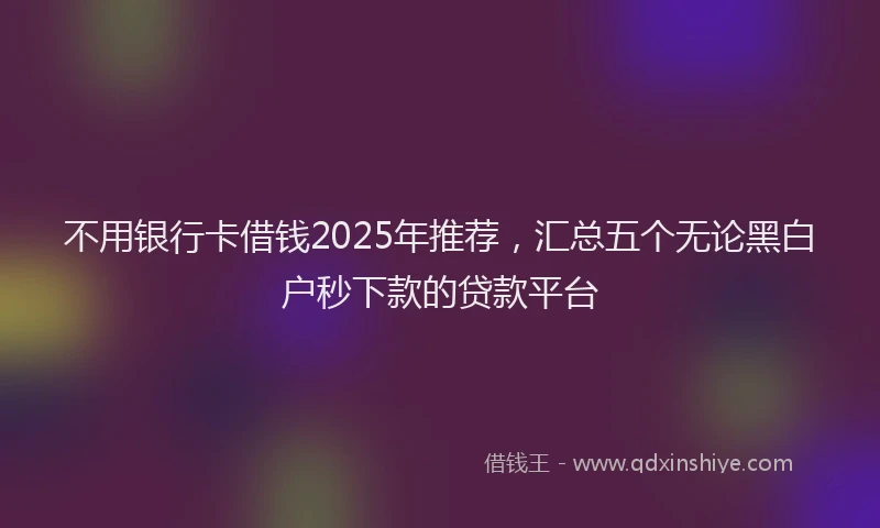 不用银行卡借钱2025年推荐，汇总五个无论黑白户秒下款的贷款平台
