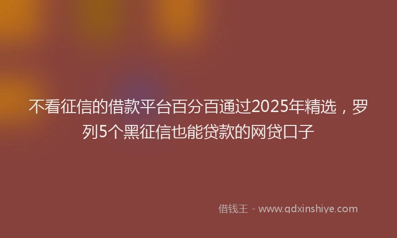 不看征信的借款平台百分百通过2025年精选，罗列5个黑征信也能贷款的网贷口子