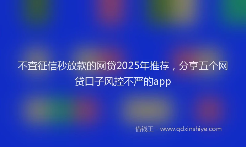 不查征信秒放款的网贷2025年推荐，分享五个网贷口子风控不严的app