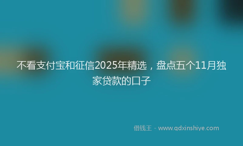 不看支付宝和征信2025年精选，盘点五个11月独家贷款的口子