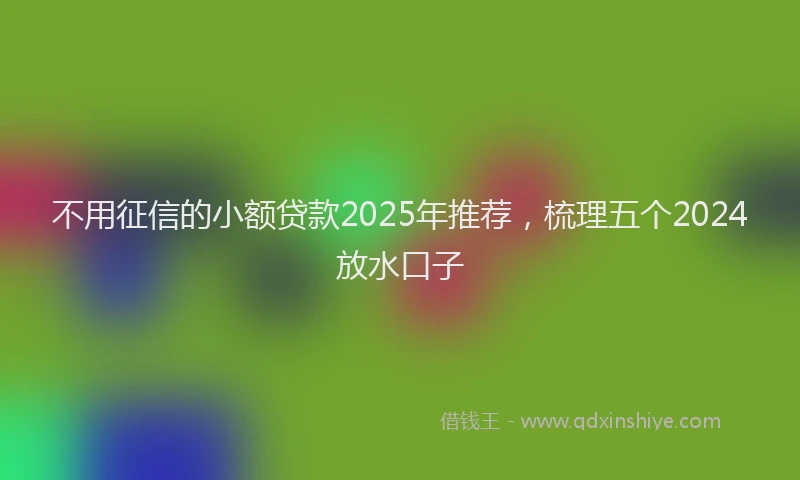 不用征信的小额贷款2025年推荐，梳理五个2024放水口子