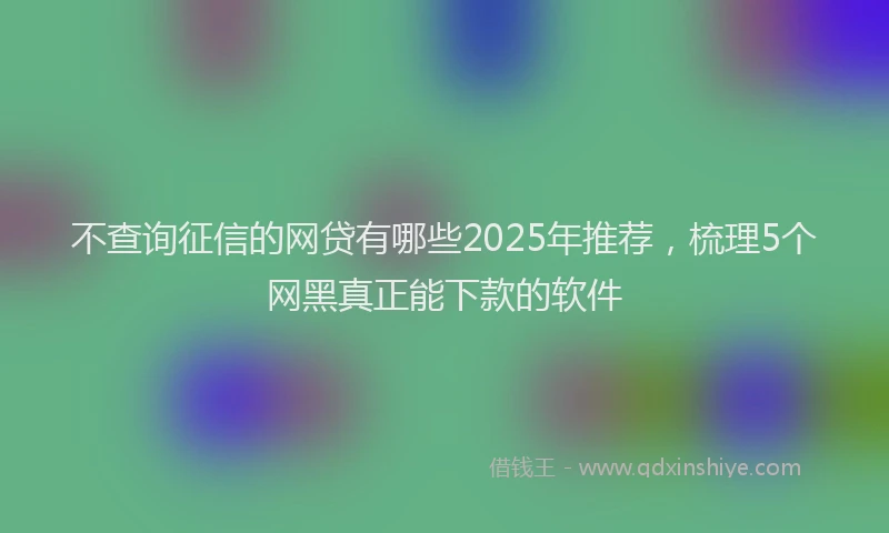 不查询征信的网贷有哪些2025年推荐，梳理5个网黑真正能下款的软件