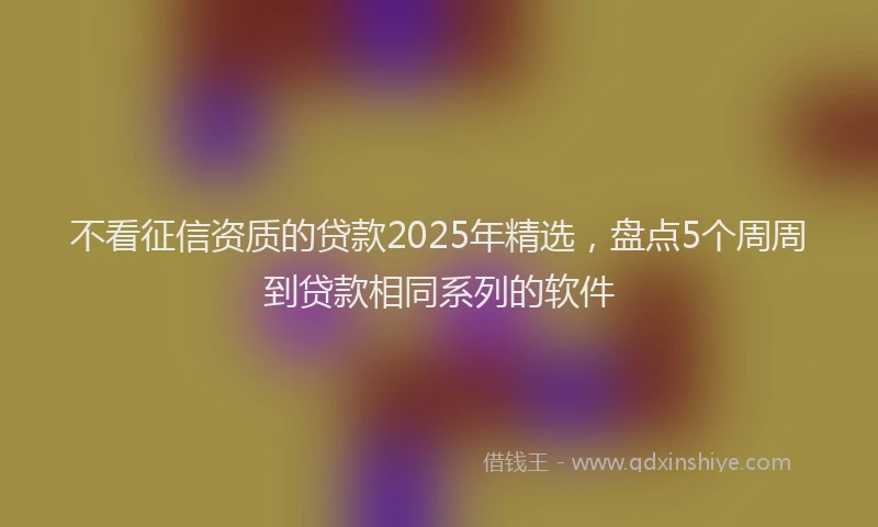 不看征信资质的贷款2025年精选，盘点5个周周到贷款相同系列的软件