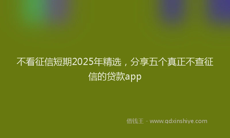 不看征信短期2025年精选，分享五个真正不查征信的贷款app