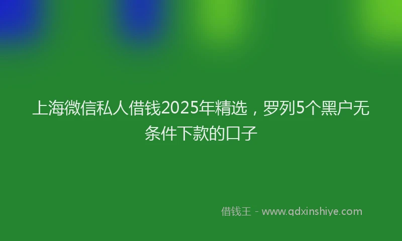 上海微信私人借钱2025年精选，罗列5个黑户无条件下款的口子