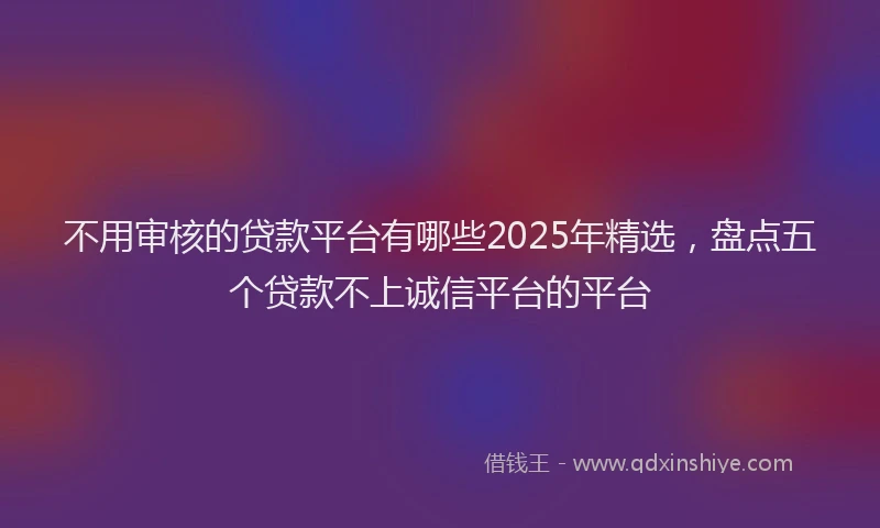 不用审核的贷款平台有哪些2025年精选，盘点五个贷款不上诚信平台的平台