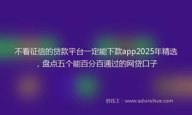 不看征信的贷款平台一定能下款app2025年精选，盘点五个能百分百通过的网贷口子