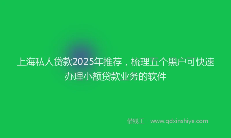 上海私人贷款2025年推荐，梳理五个黑户可快速办理小额贷款业务的软件