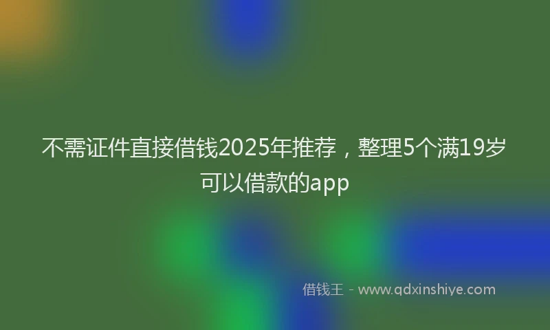 不需证件直接借钱2025年推荐，整理5个满19岁可以借款的app