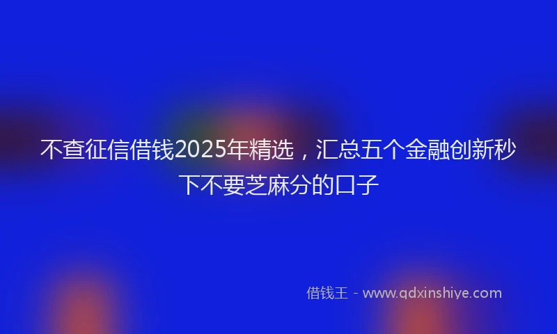 不查征信借钱2025年精选，汇总五个金融创新秒下不要芝麻分的口子