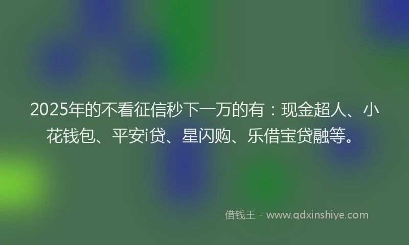 2025年的不看征信秒下一万的有：现金超人、小花钱包、平安i贷、星闪购、乐借宝贷融等。