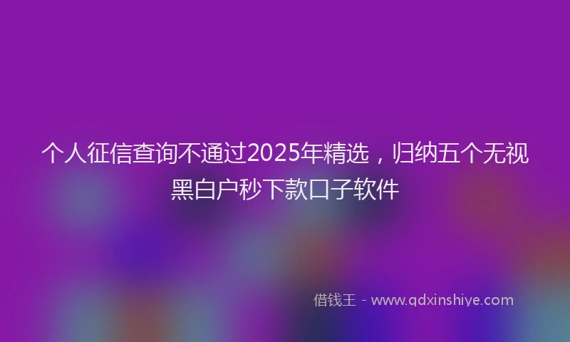 个人征信查询不通过2025年精选，归纳五个无视黑白户秒下款口子软件