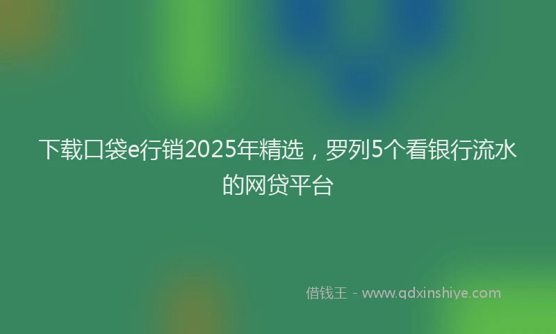 下载口袋e行销2025年精选，罗列5个看银行流水的网贷平台