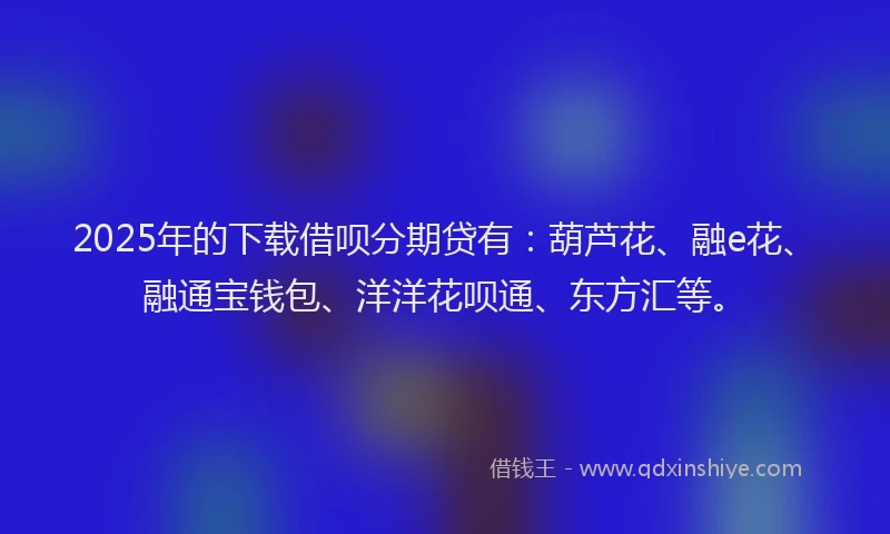 2025年的下载借呗分期贷有：葫芦花、融e花、融通宝钱包、洋洋花呗通、东方汇等。